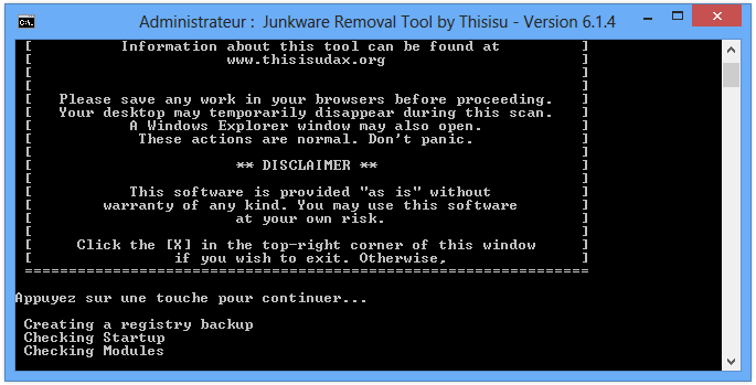 Comment supprimer istartsurf.com avec Junkware Removal Tool