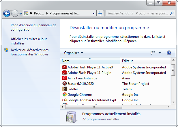 Désinstaller Internet Explorer