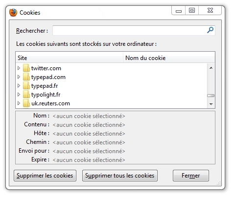 Supprimer cookies Firefox