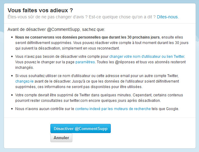 Supprimer son compte Twitter