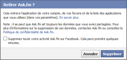 Supprimer Ask.fm de Facebook