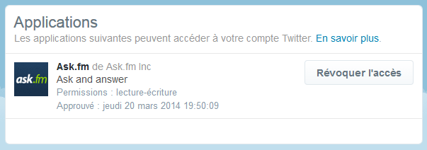 Supprimer Ask de votre compte Twitter
