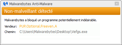 Ads by Feven bloqué par Malwarebytes Anti-Malware Premium