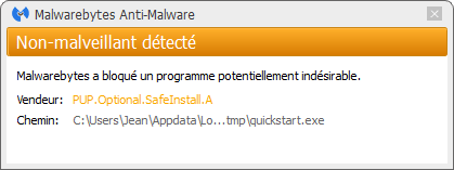 istart123.com bloqué par Malwarebytes Anti-Malware Premium