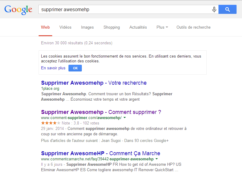 supprimer 1place.org des résultats de google