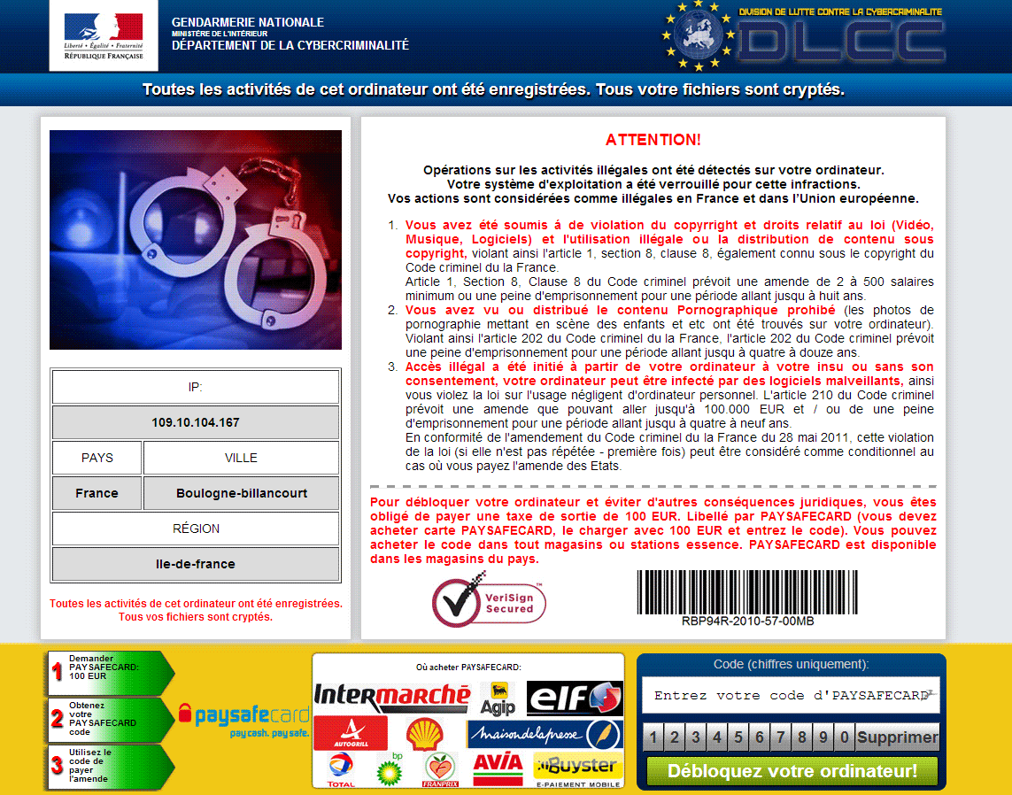 virus de la gendarmerie nationale