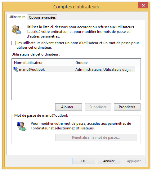 supprimer mot de passe windows 8 étape 2