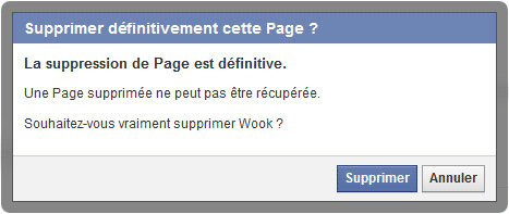 supprimer page facebook étape 4