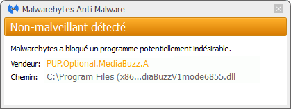 Media Buzz bloqué par Malwarebytes Anti-Malware Premium