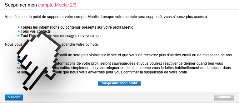 supprimer meetic étape 2