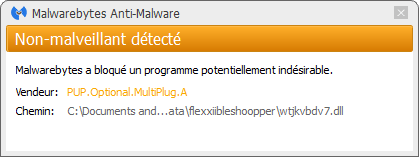 FlexibleShopper bloqué par Malwarebytes Anti-Malware Premium