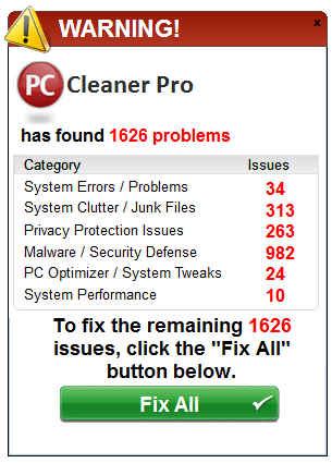 pc cleaner pro 2014 alerte