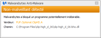 Clip-HD bloqué par Malwarebytes Anti-Malware Premium