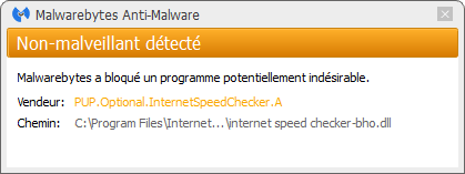 Internet Speed Checker bloqué par Malwarebytes Anti-Malware Premium