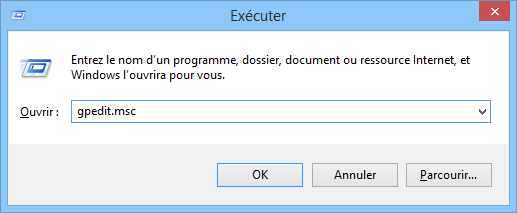 saissez gpedit.msc