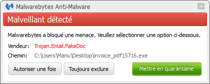 CTB Locker bloqué par Malwarebytes Anti-Malware Premium