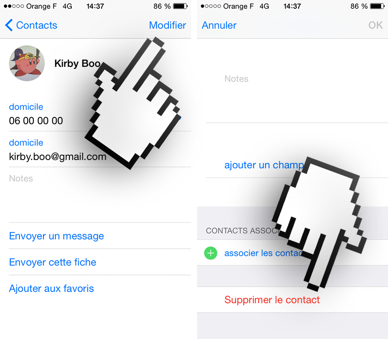 supprimer un contact sur iphone