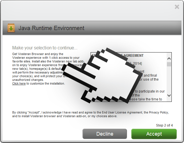 installation de vosteran par un  programme indésirable