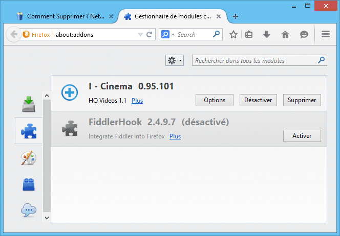 i - cinema installé sur firefox