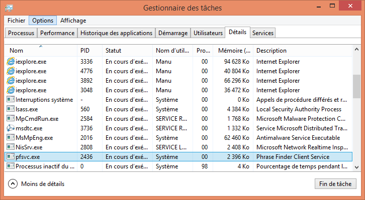 processus de phrase finder