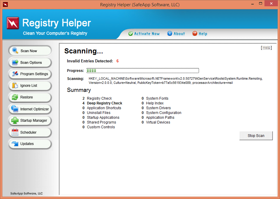 registry helper scan votre PC