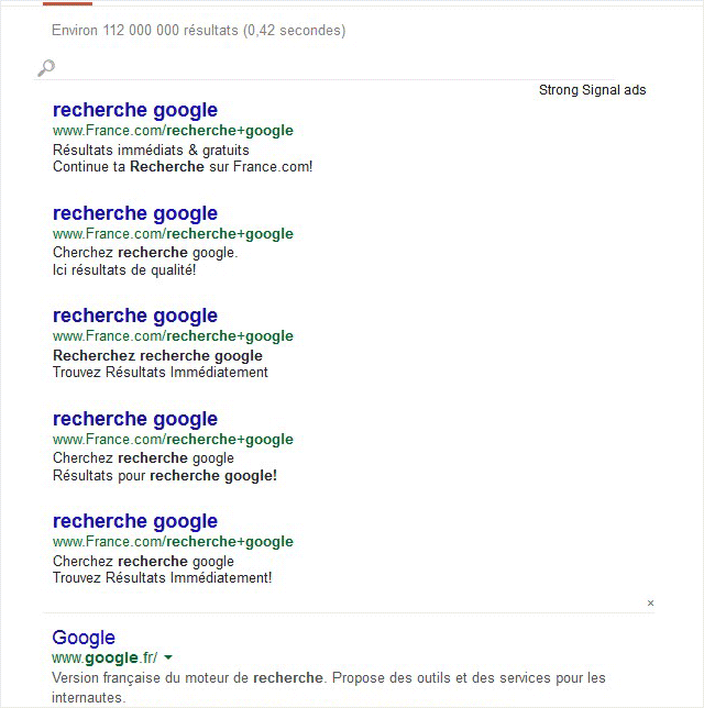 strong signal ads sur google