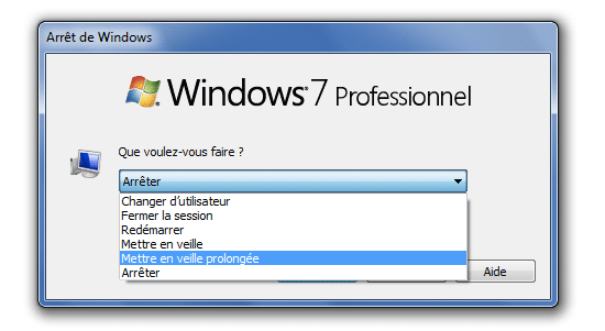 arrêt de windows