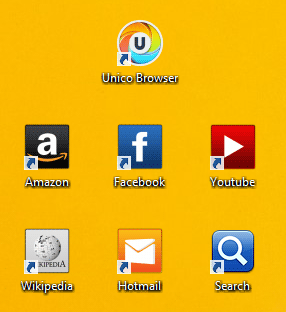 icones de unicobrowser sur le bureau