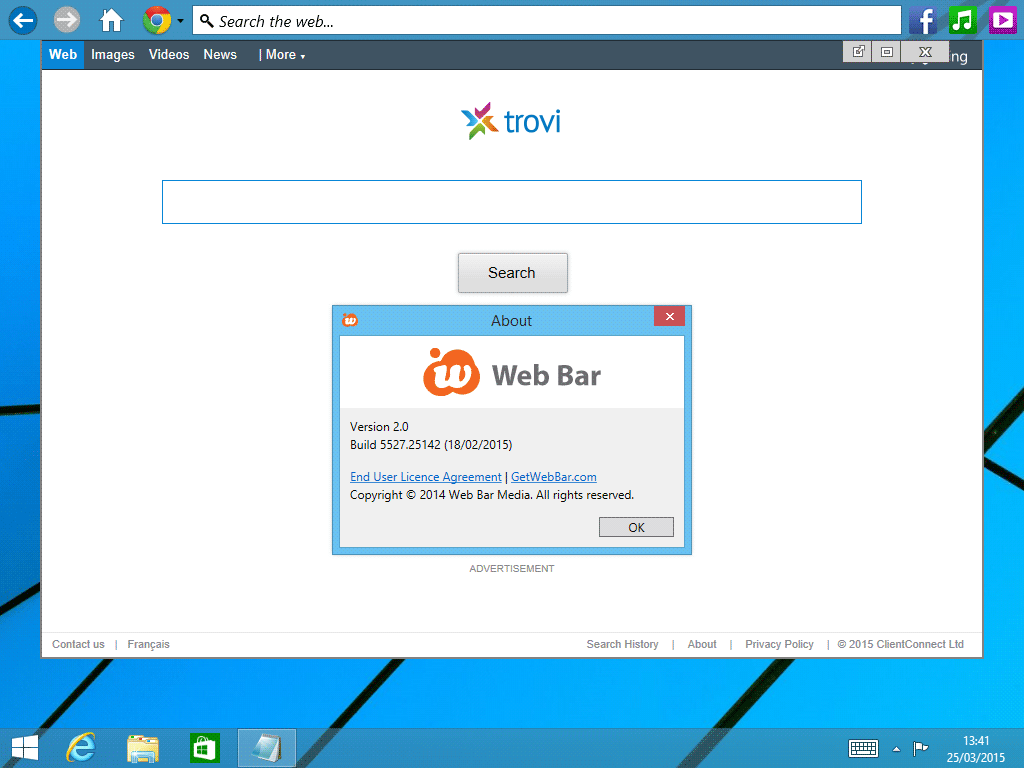 web bar sur windows