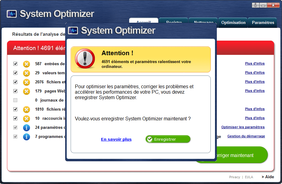 system optimizer pousse à l'achat