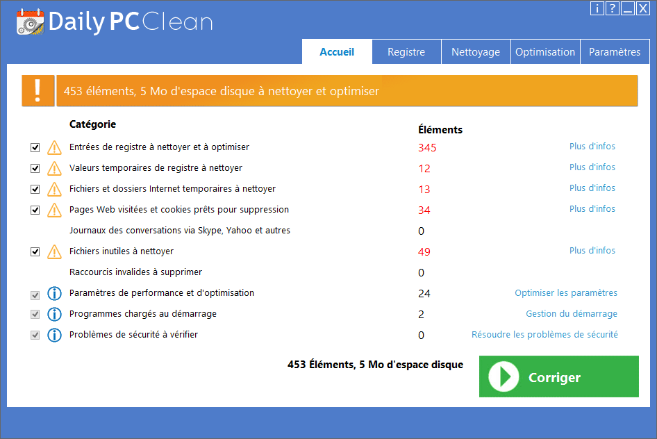 daily pc clean corriger